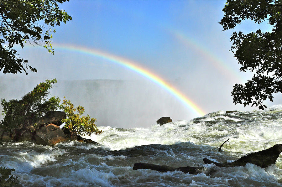 A Double Rainbow over Victoria Falls Photograph by Don Mercer