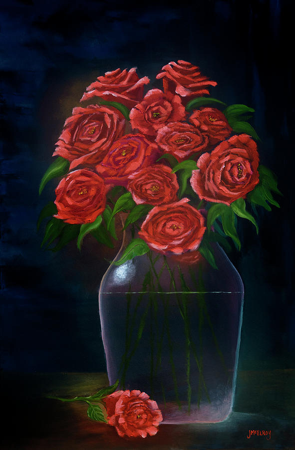 Rose Painting - A Dozen Roses by Jerry McElroy
