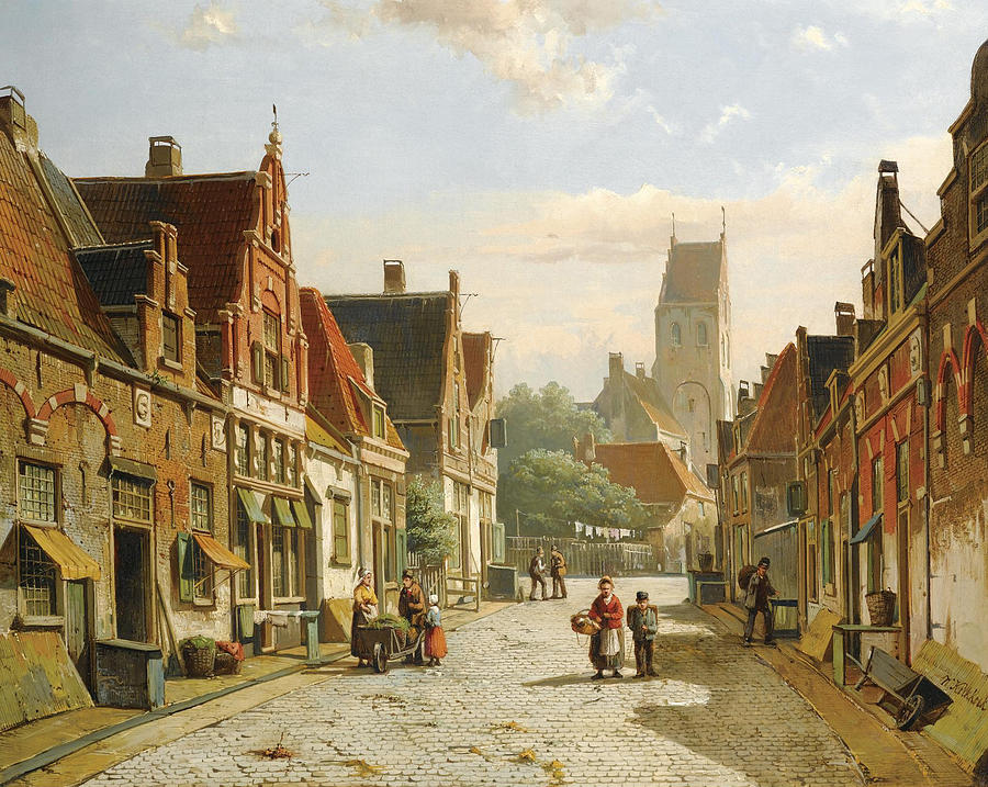 A Dutch Street in Summer Painting by Willem Koekkoek