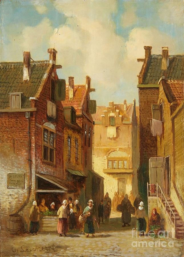 A Dutch Street Scene Painting by MotionAge Designs