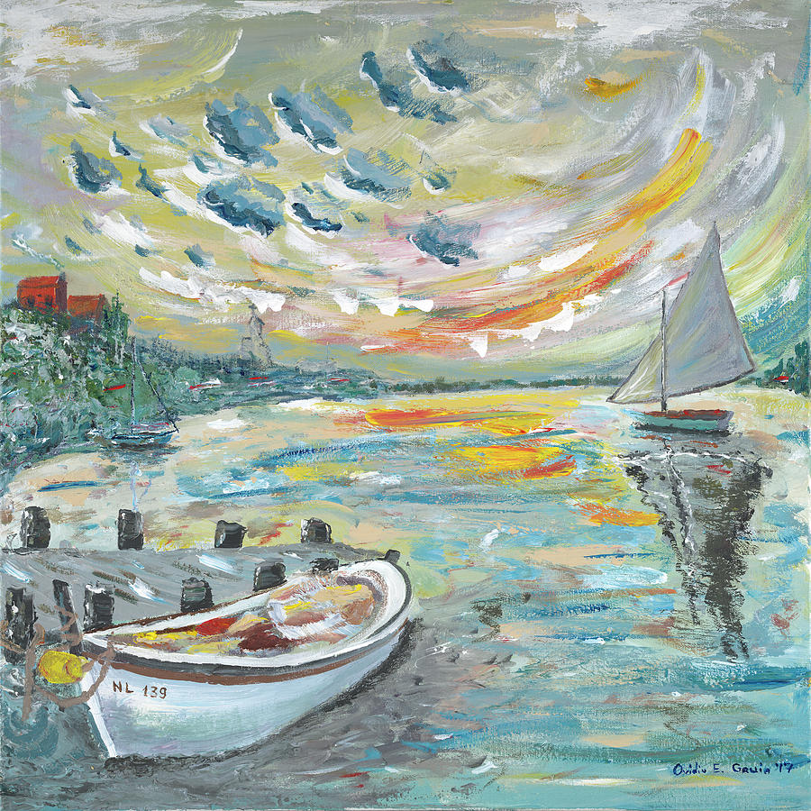 Boat Painting - A Dutch Sunset by Ovidiu Ervin Gruia