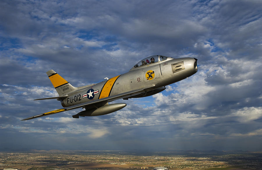 Transportation Photograph - A F-86 Sabre Jet In Flight by Scott Germain