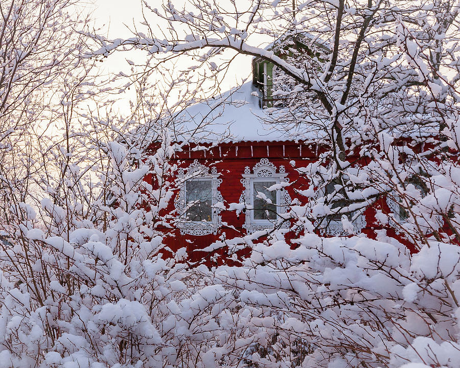 A fabulous house in the village in the winter 1 Photograph by Anna ...