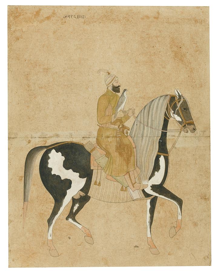 A falconer mounted on a dappled horse Painting by Eastern Accent 