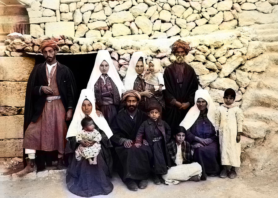 A Family From Bethlehem 1900 Photograph by Munir Alawi
