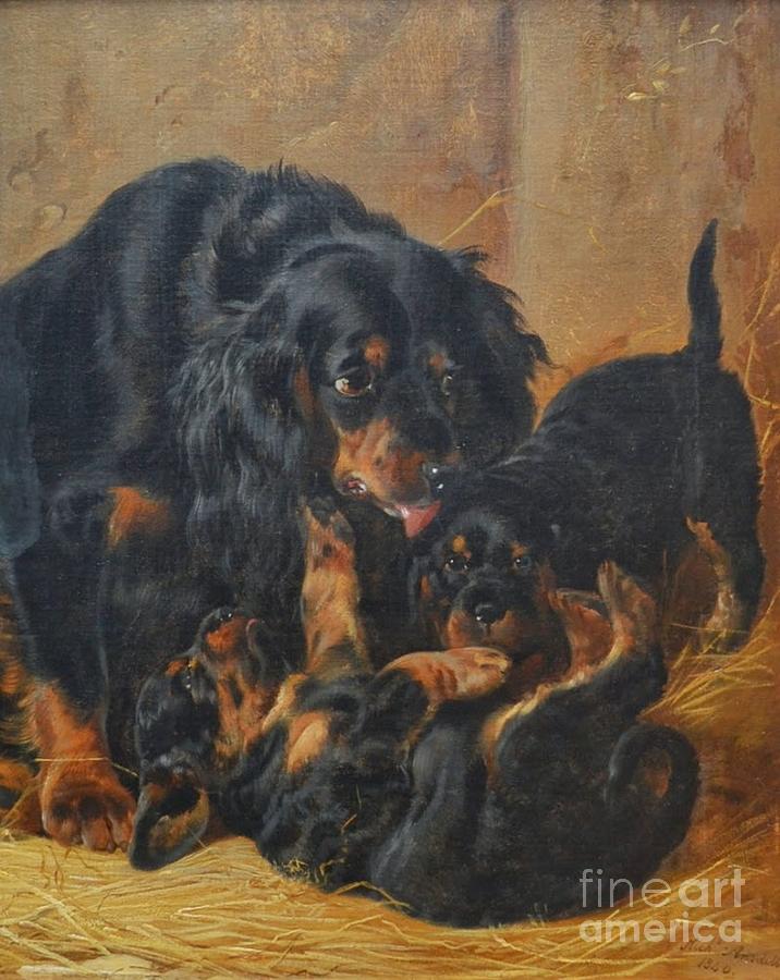 A Family of Gordon Setters Painting by MotionAge Designs