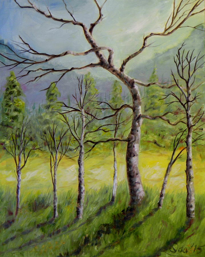 A Family Of Trees Painting by Ida Eriksen