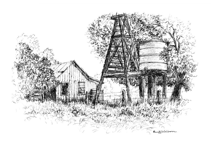 A Farm in Schroeder Drawing by Randy Welborn