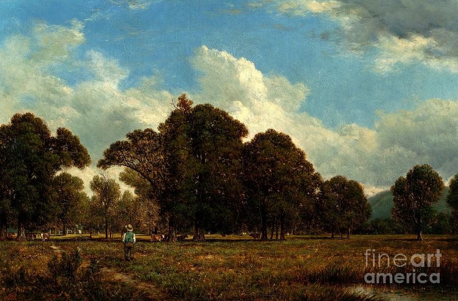 A Farm on the Genesee River circa 1880 Painting by Peter Ogden