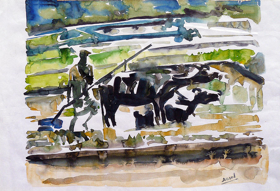 A Farmer Painting by Abin Raj