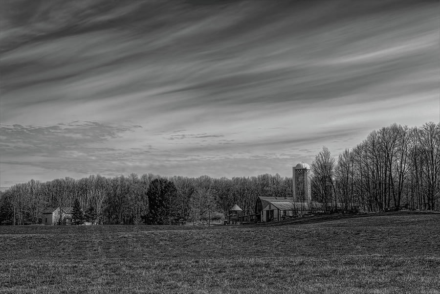 A Farmers Backyard in Spring Black and White Photograph by Dale Kauzlaric
