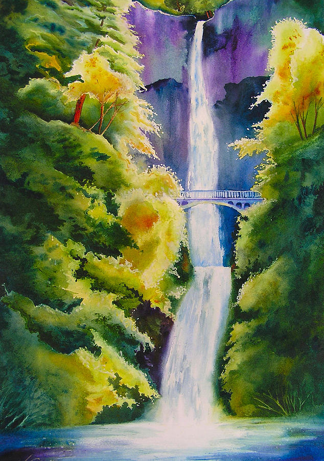 Waterfall Painting - A Favorite Place by Karen Stark Waterfall Painting - A Favorite Place by Karen Stark