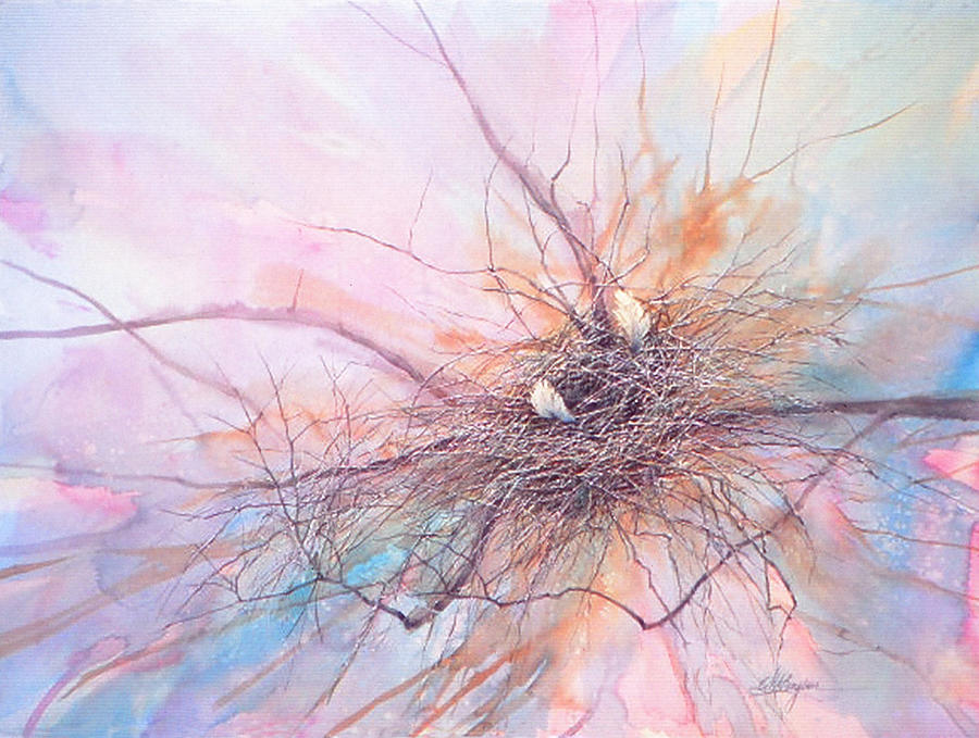 Abstract Painting - A Feathered Nest by Maryann Boysen