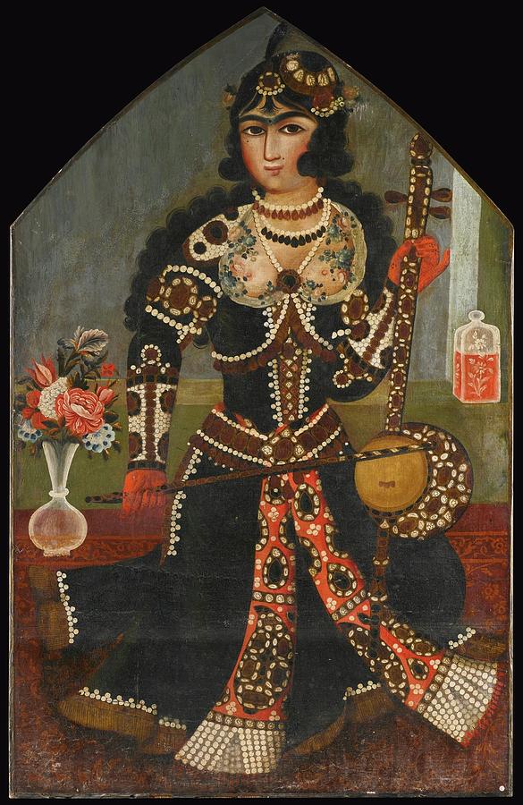 A female musician playing a spike fiddle Painting by Eastern Accent 