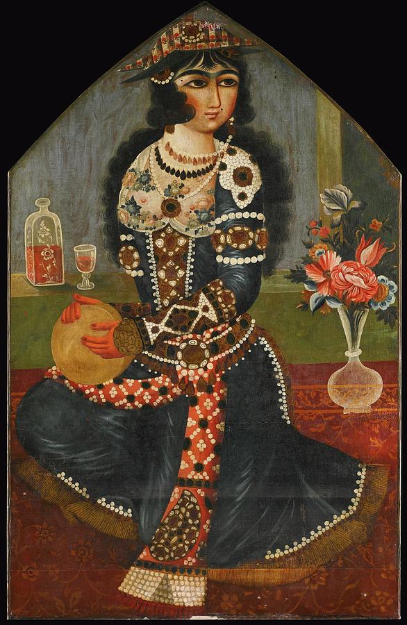 A female musician with a tambourine Painting by Eastern Accent 