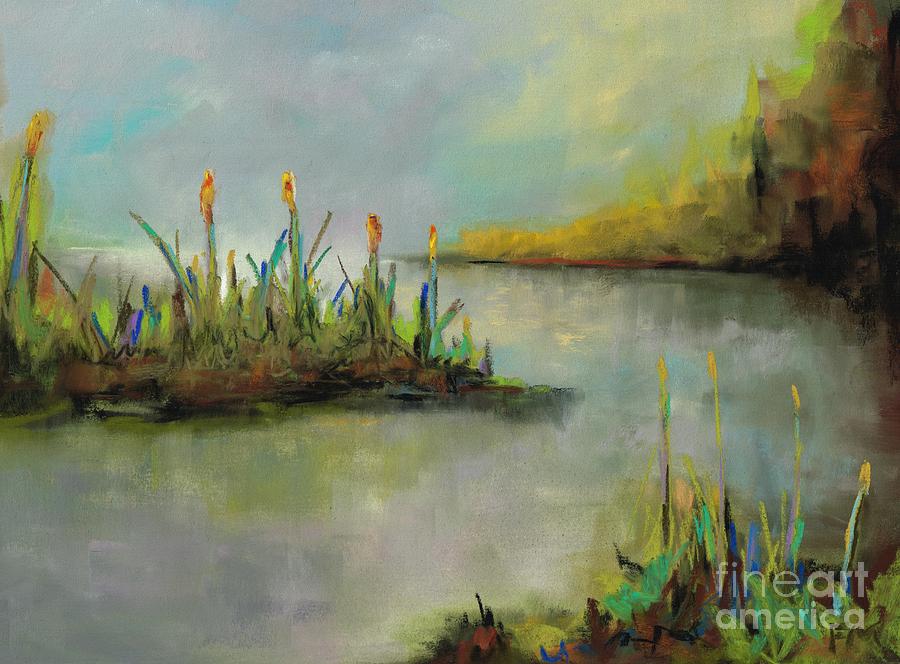 A Few Cattails Painting by Frances Marino