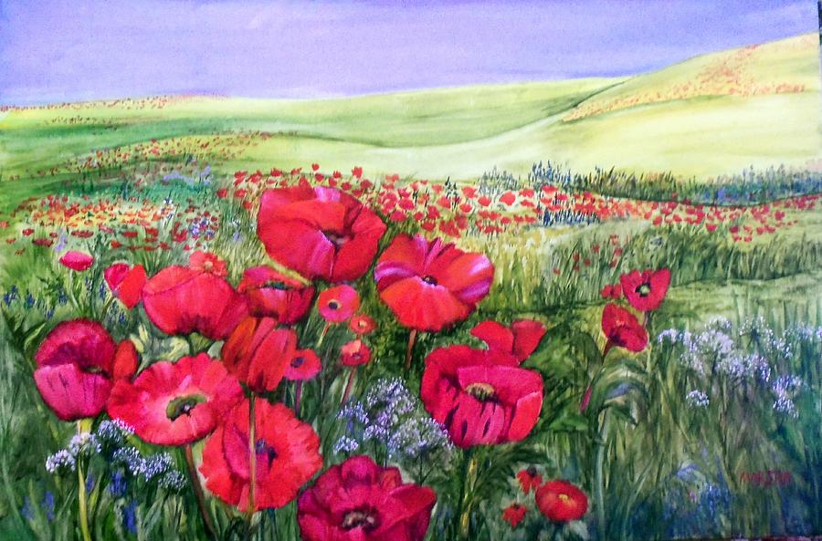 A Field of Poppies Painting by Marsha Woods