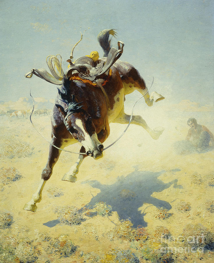 Horse Painting - A Fighting Cyclone by William Robinson Leigh