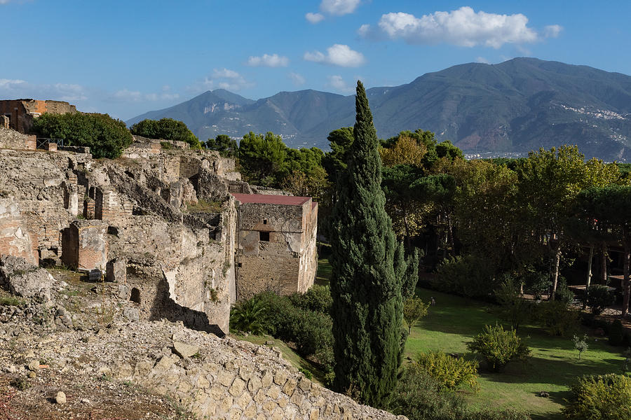 A Fine Italian Afternoon - Ancient Pompeii Ruins From a Verdant Park Photograph by Georgia Mizuleva