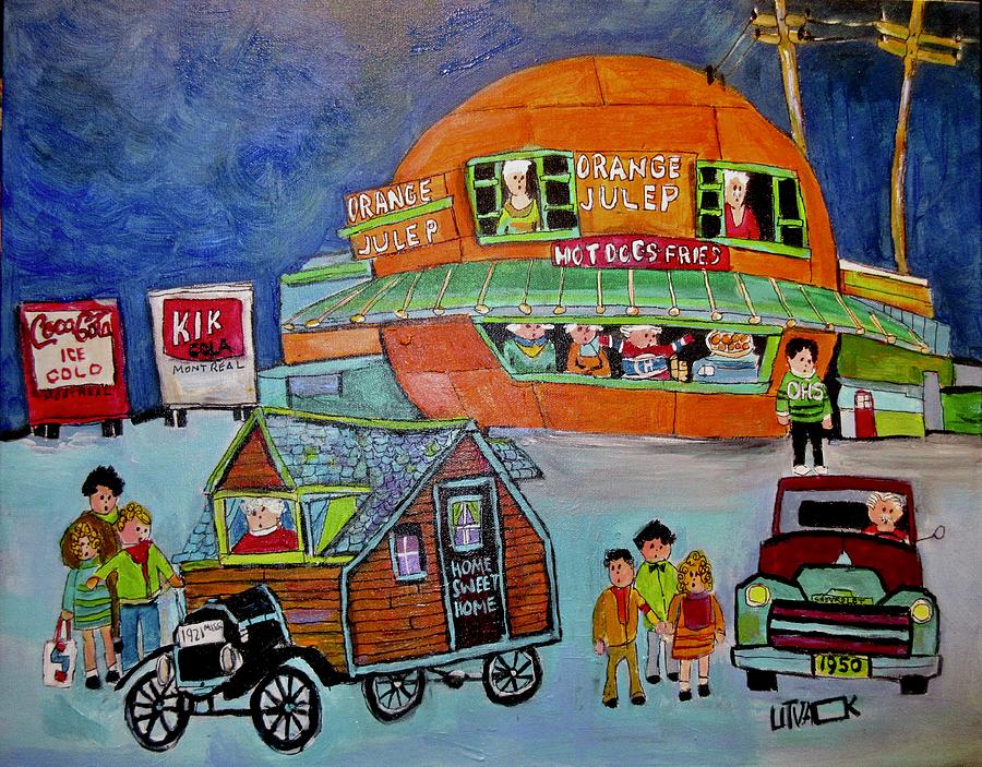 A First Visitor at the Orange Julep Painting by Michael Litvack