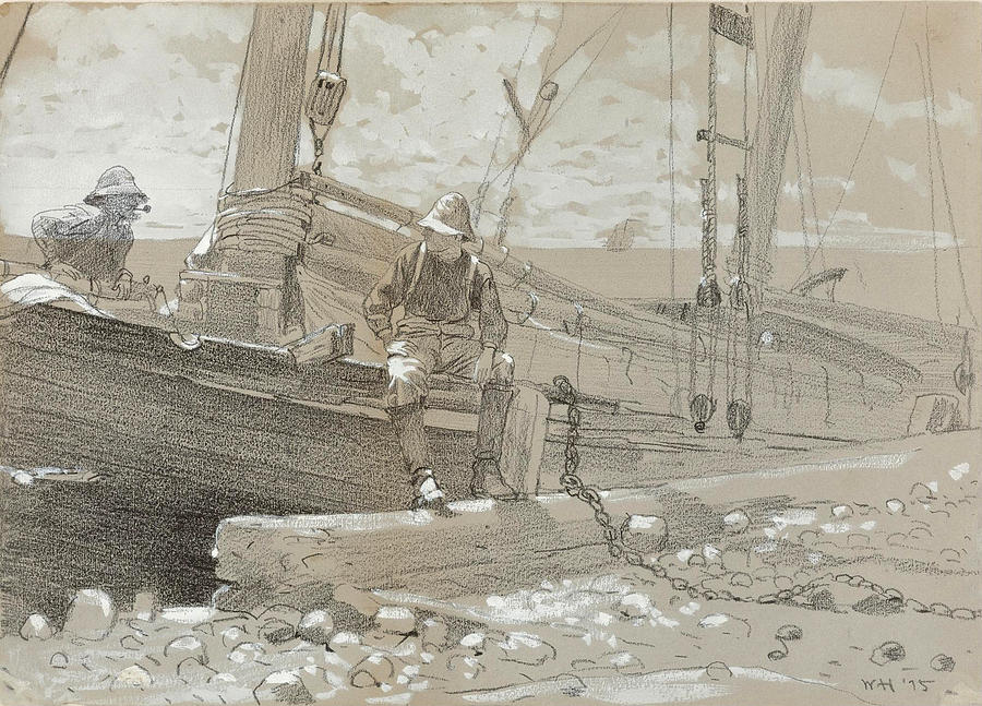 A Fish Story Drawing by Winslow Homer