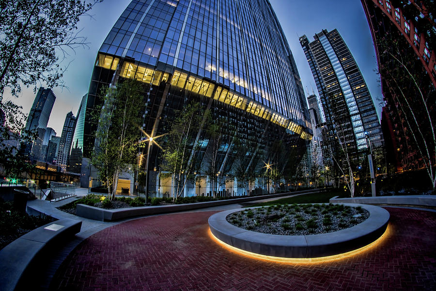 A fisheye view of the 150 riverside plaza in Chicago  Photograph by Sven Brogren