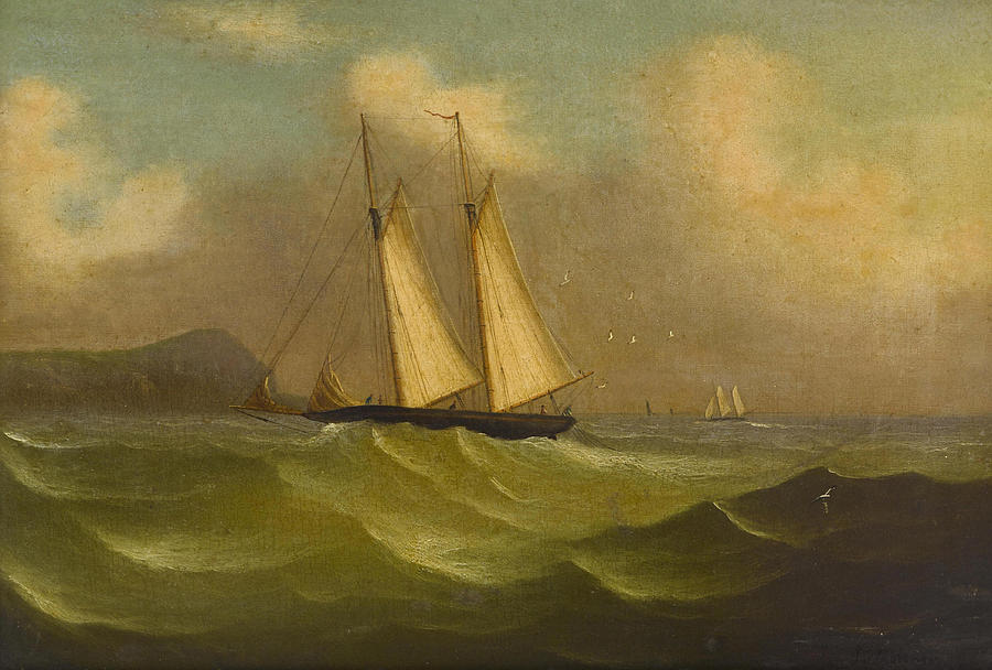 A Fishing Schooner Painting by James Edward Buttersworth