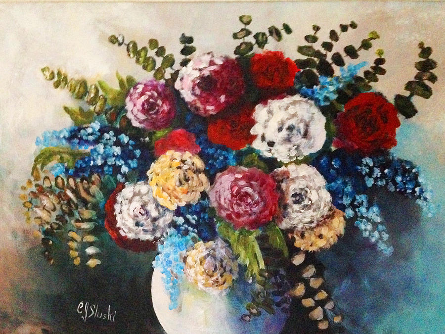 A Floral Vase Painting by Carole Sluski