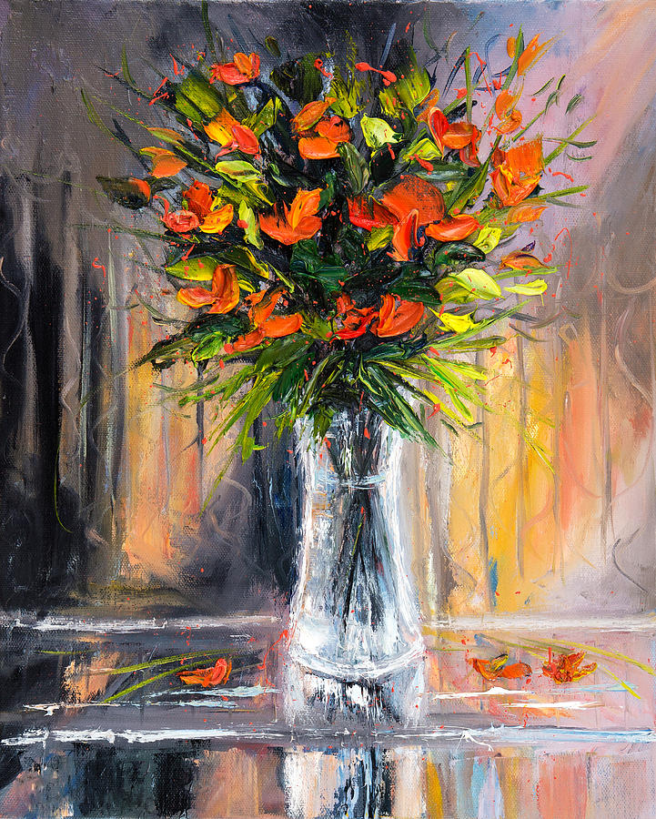 Abstract Painting - A Flower bouquet by Boyan Dimitrov