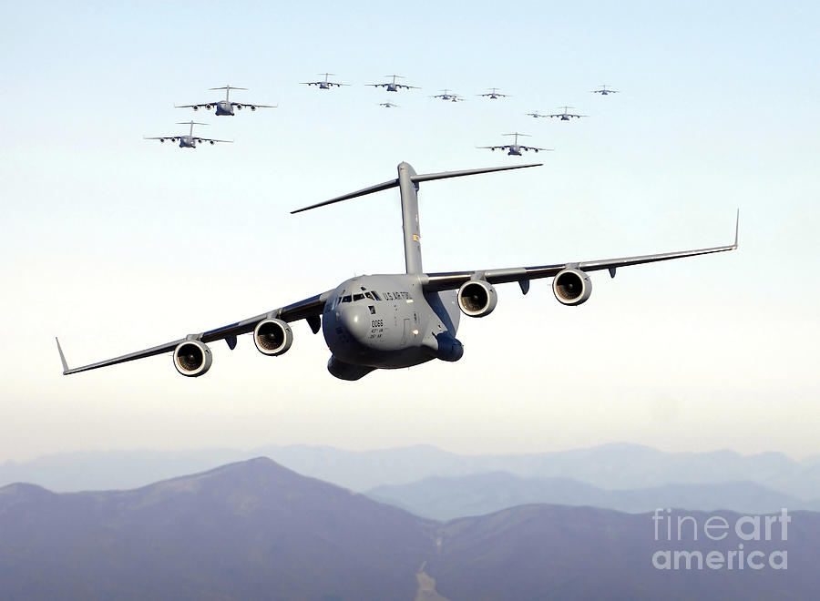 A Formation Of 17 C-17 Globemaster IIis Photograph by Stocktrek Images