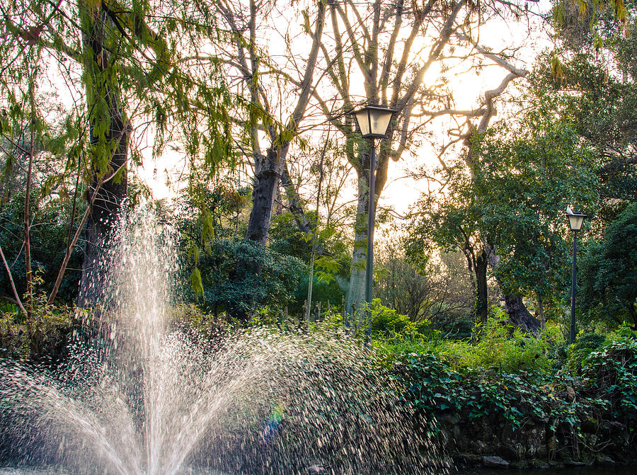 A fountain at sunset 2 Photograph by AM FineArtPrints