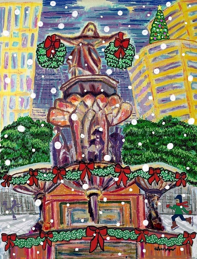 Christmas Digital Art - A Fountain Square Holiday by Diane Pape