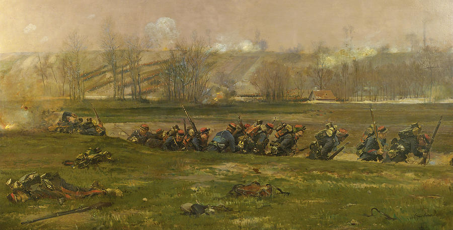 A Fragment from the Panorama of the Battle of Champigny 2 Painting by Edouard Detaille