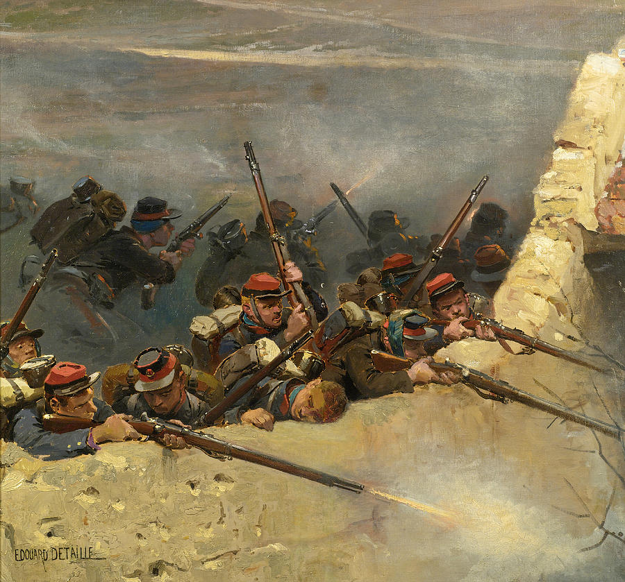 A Fragment from the Panorama of the Battle of Champigny Painting by Edouard Detaille