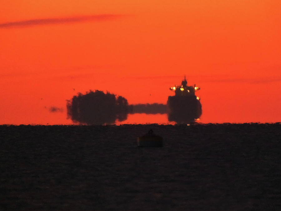 A Freighter At Dawn Photograph by Mark Alan Perry
