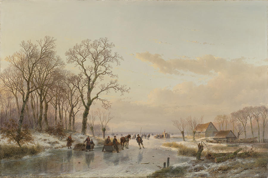 A Frozen Waterway Near The Maas, C. 1867 Painting