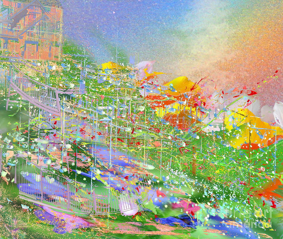 Abstract Digital Art - A Garden on a Hill by Dorothy  Pugh