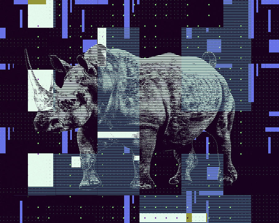 A Geometric Rhinoceros. Digital Art by Anthony Murphy
