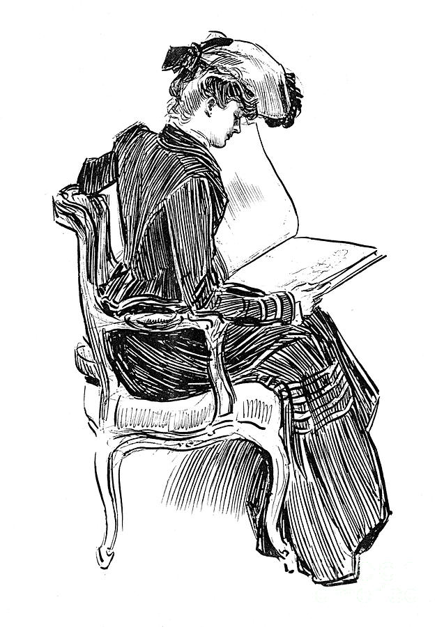 Charles Dana Gibson Drawing - A Gibson Girl, circa 1902 by Charles Dana Gibson