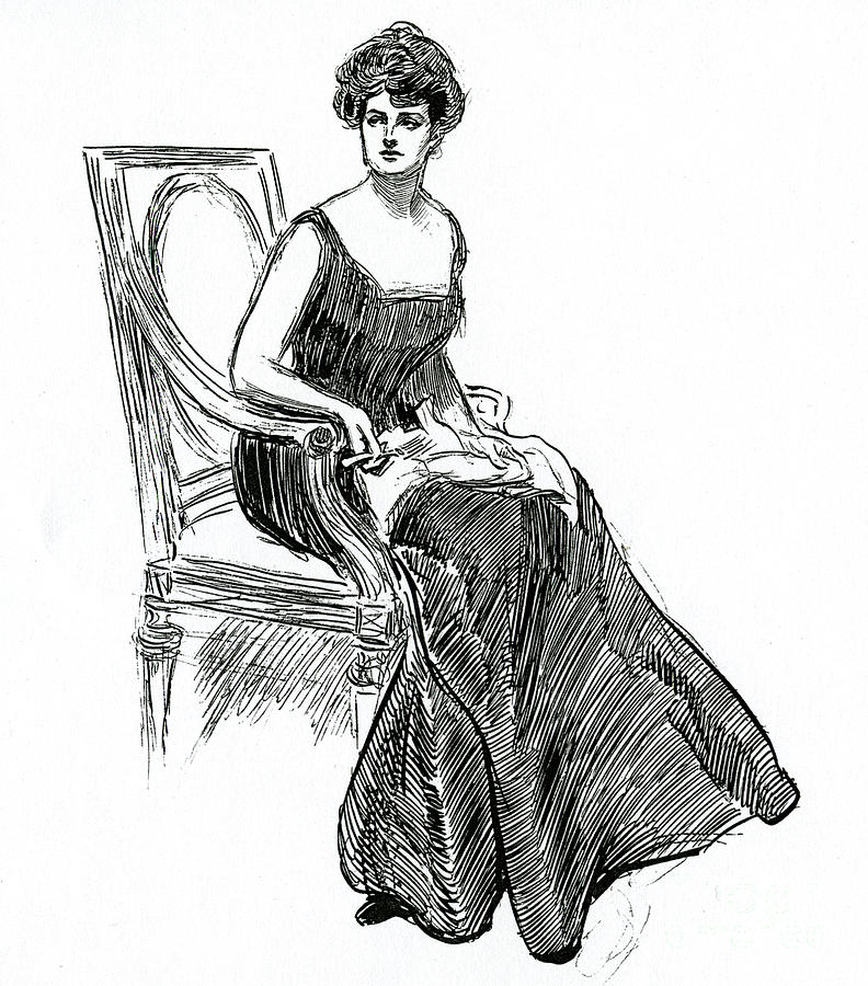 Charles Dana Gibson Drawing - A Gibson Girl dated 1902 by Charles Dana Gibson
