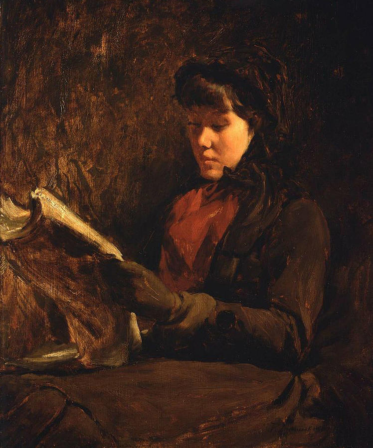 A Girl Reading Painting by MotionAge Designs