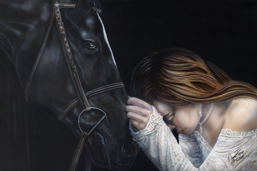 Horse Painting - A Girl Who Loves Horses by Wayne Pruse