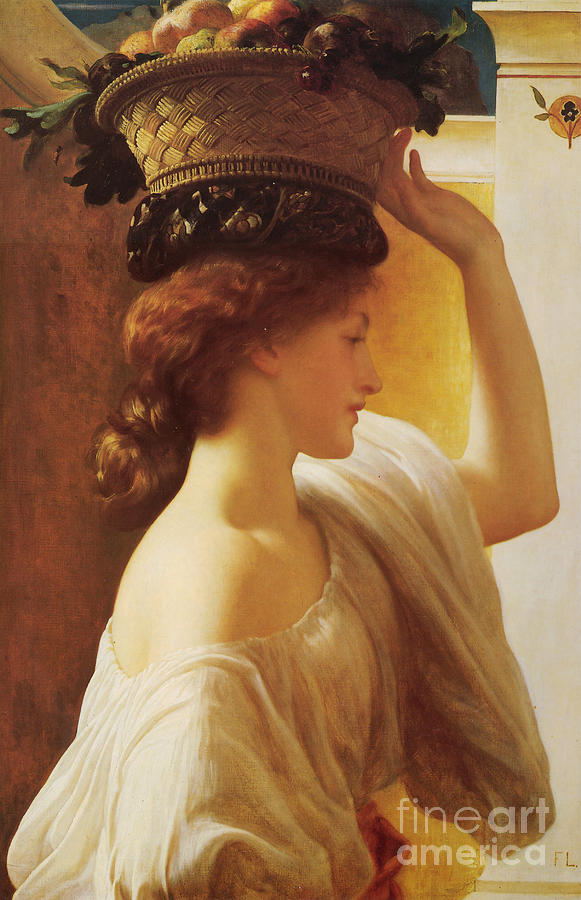 Lord Frederic Leighton Painting - a Girl with a Basket of Fruit by Celestial Images