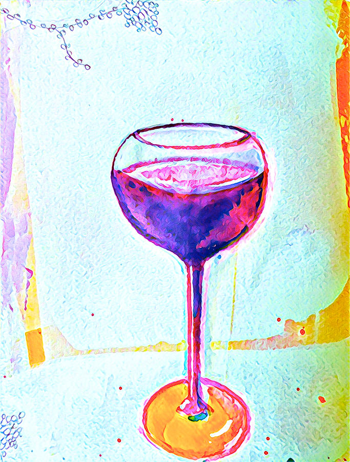 A Glass of Vino 1 Mixed Media by Vanessa Katz