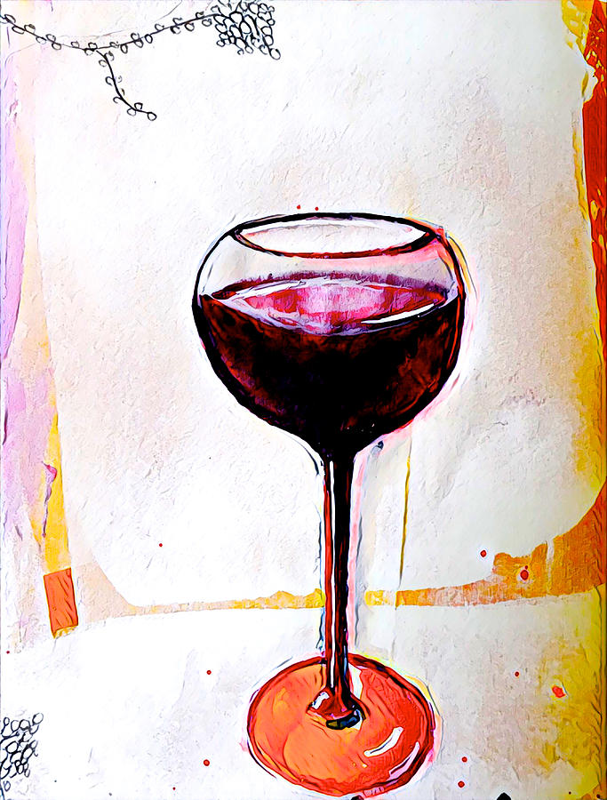 A Glass of  Vino? 3 Mixed Media by Vanessa Katz