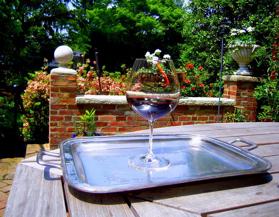 A Glass of Wine On A Silver Tray  Photograph by Don Struke