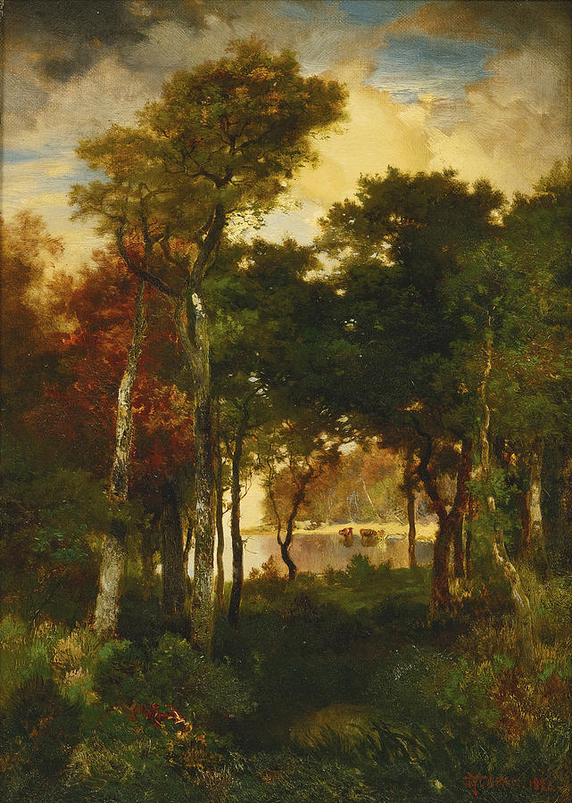 A Glimpse of Georgica Pond Painting by Thomas Moran
