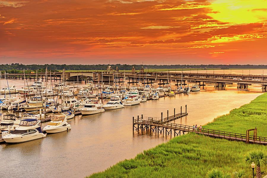 A Golden Harbor Sunset Photograph by Willie Harper