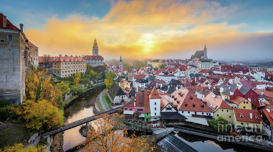 A Golden Morning in Cesky Krumlov Photograph by JR Photography