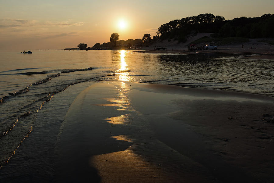 A Golden Path to Summer Fun - Lake Erie Beach Sunset Photograph by Georgia Mizuleva
